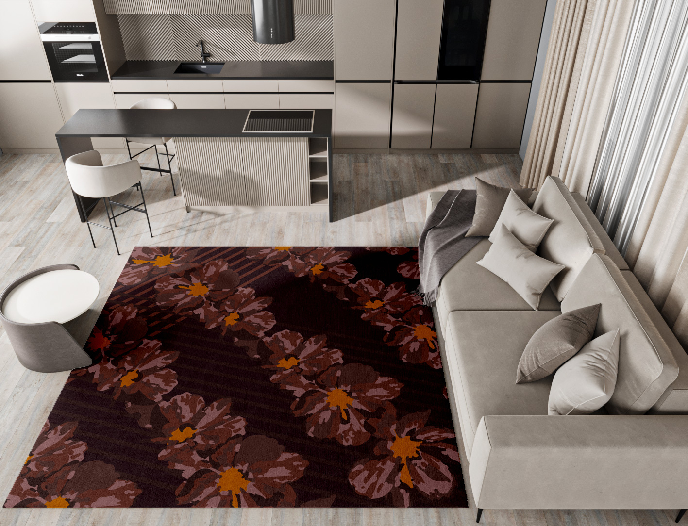 Chaplet Floral Square Hand Tufted Pure Wool Custom Rug by Rug Artisan