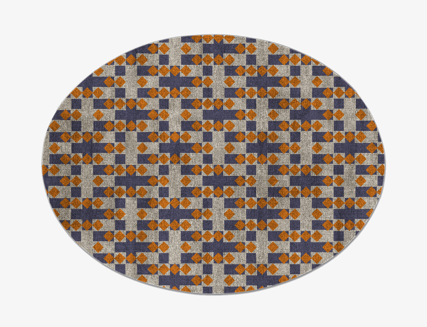 Checkers Geometric Oval Flatweave Bamboo Silk Custom Rug by Rug Artisan