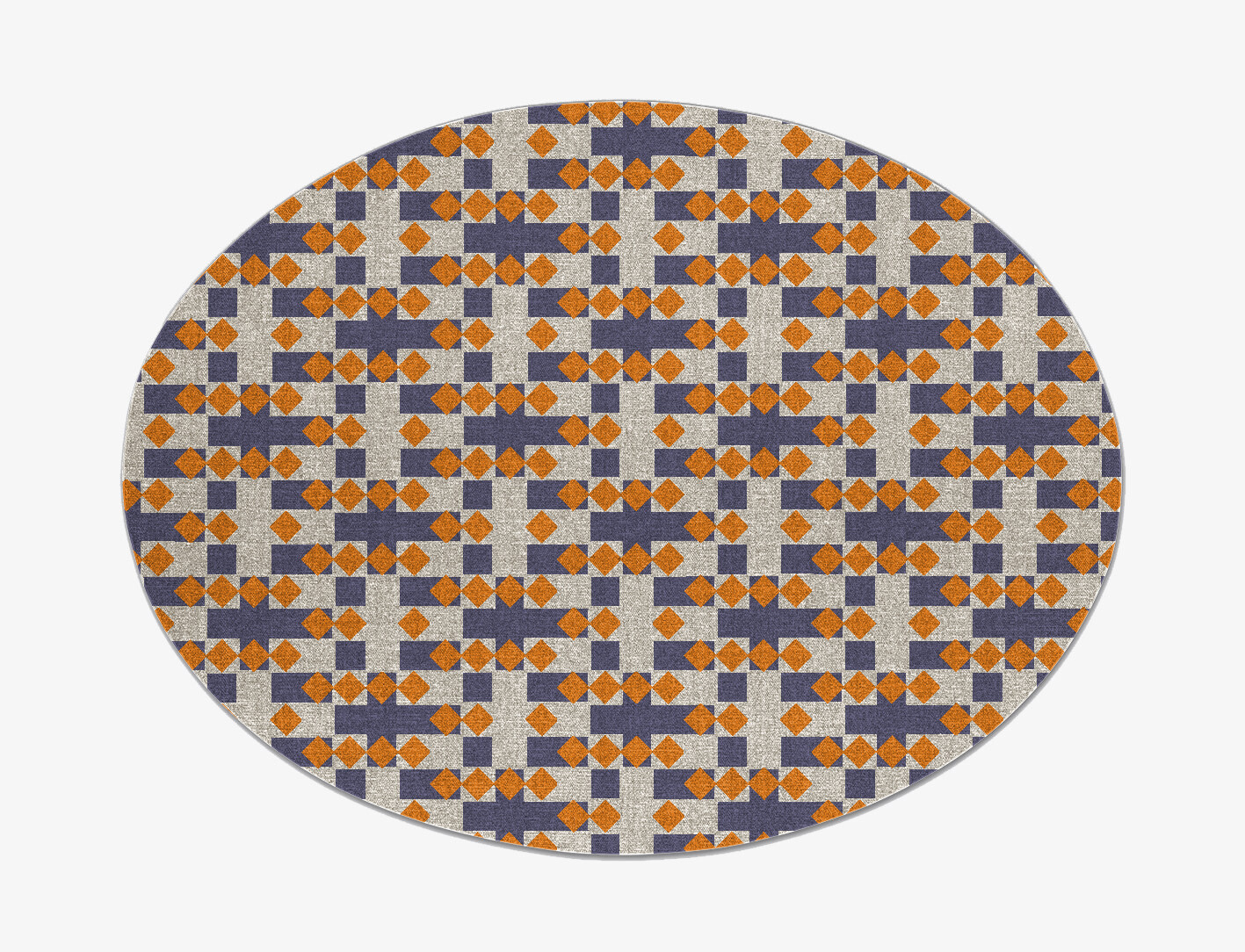 Checkers Geometric Oval Flatweave New Zealand Wool Custom Rug by Rug Artisan