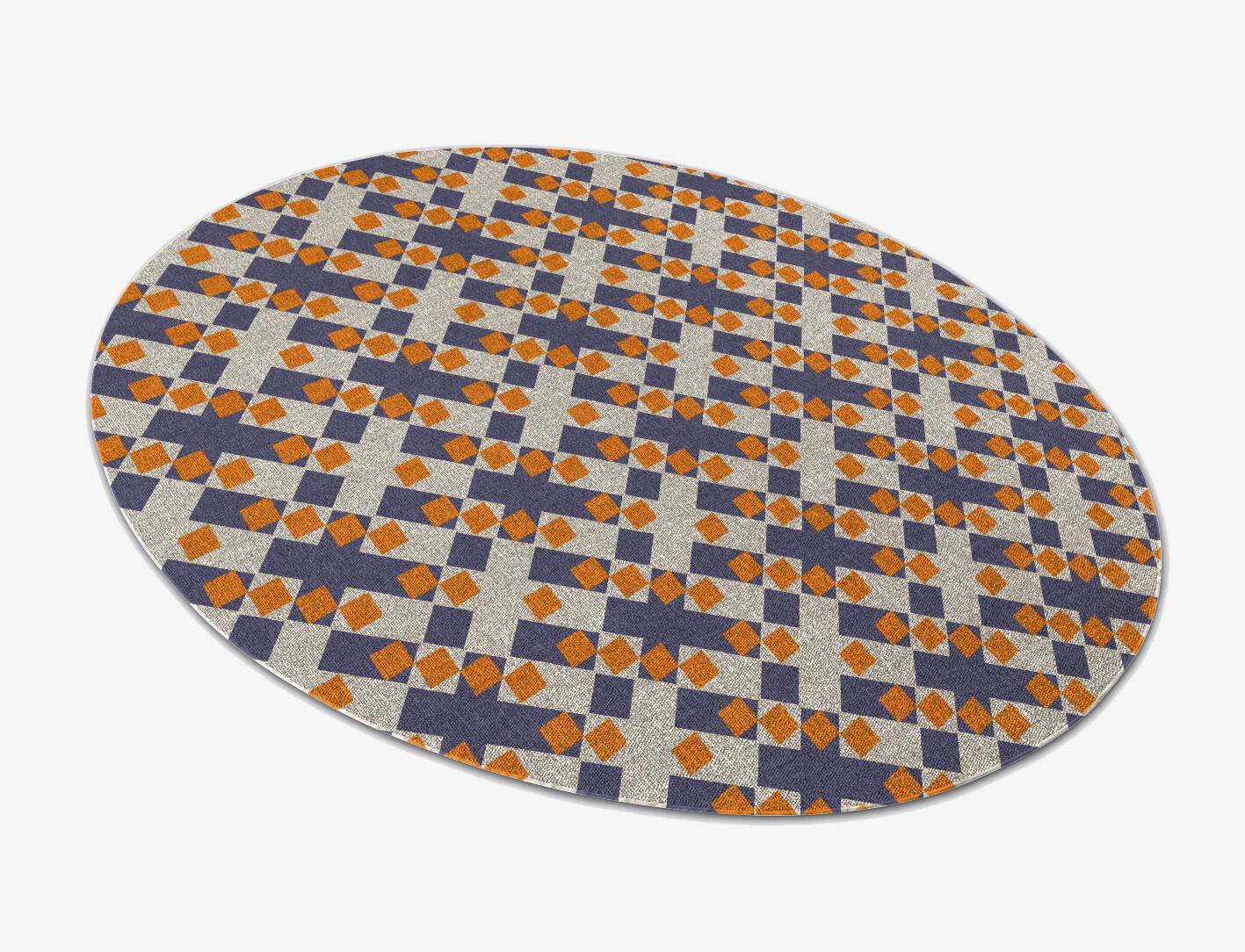 Checkers Geometric Oval Flatweave New Zealand Wool Custom Rug by Rug Artisan