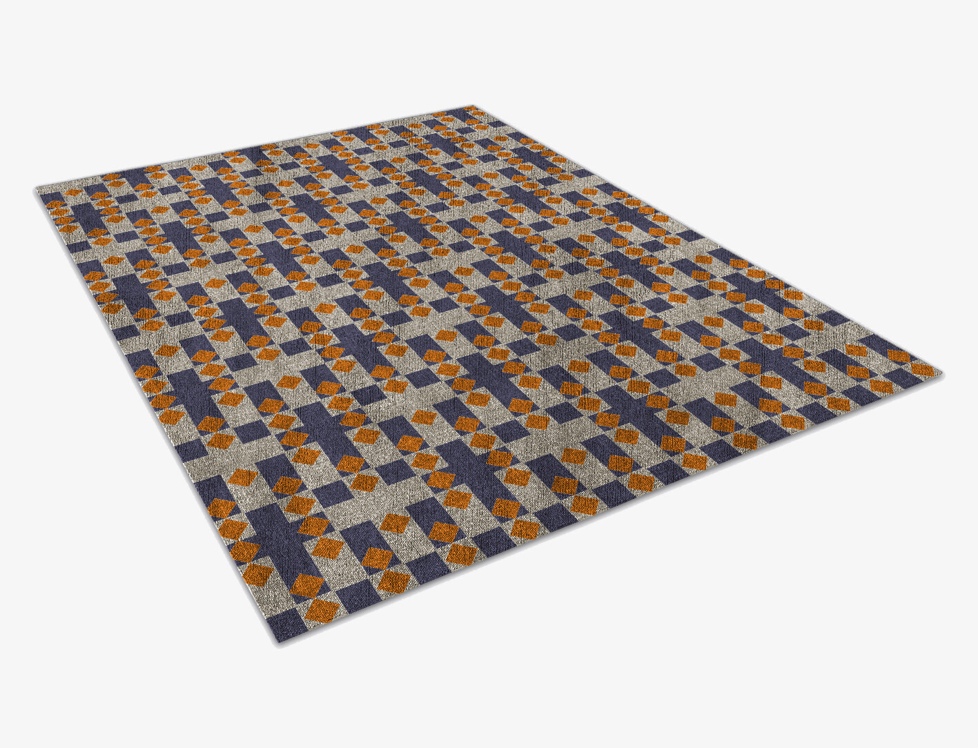 Checkers Geometric Rectangle Flatweave Bamboo Silk Custom Rug by Rug Artisan