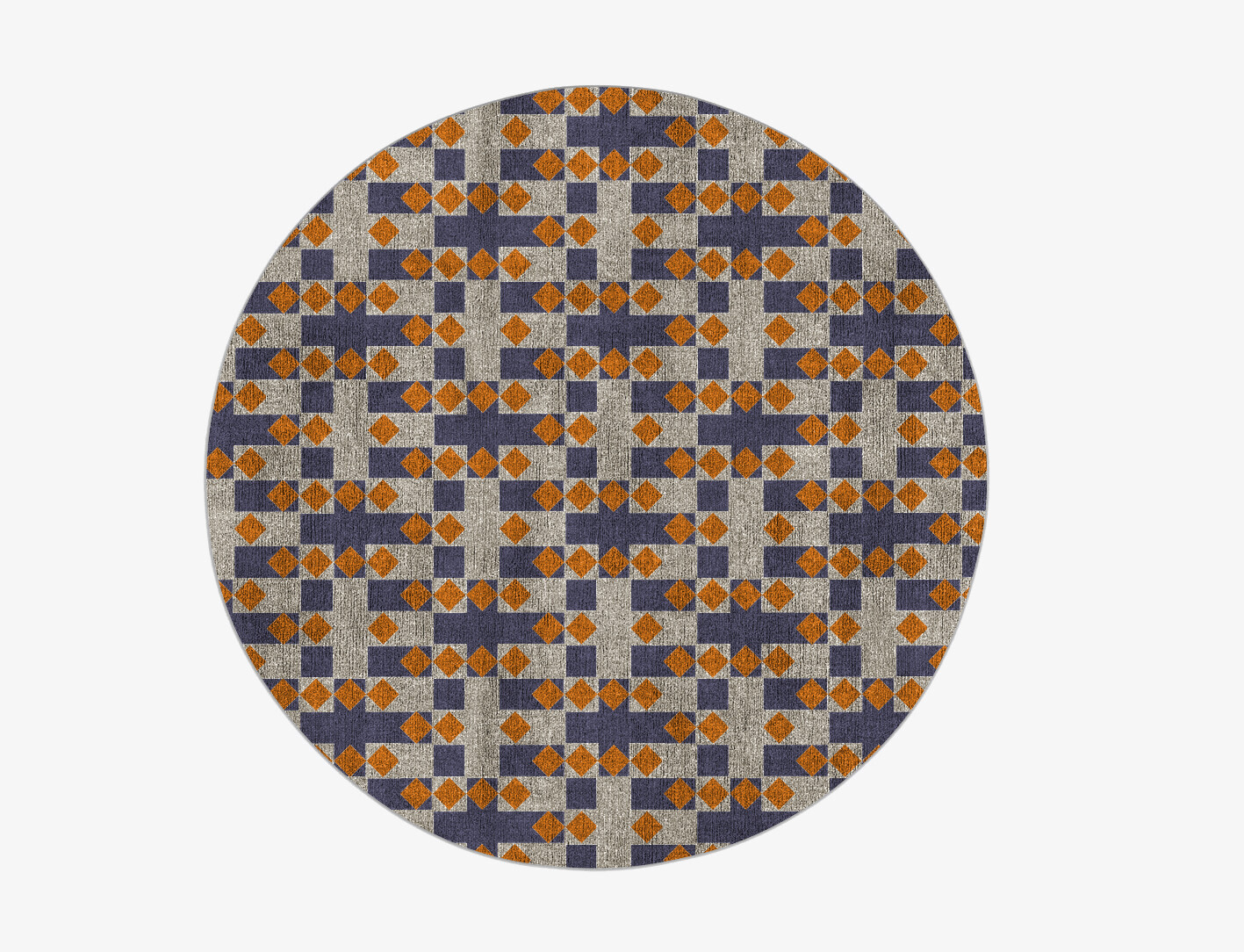 Checkers Geometric Round Flatweave Bamboo Silk Custom Rug by Rug Artisan