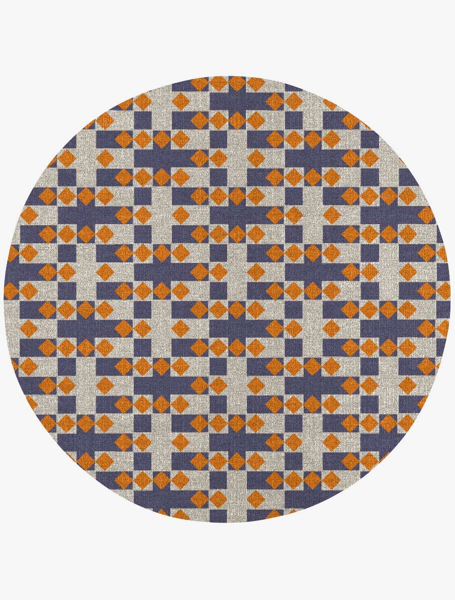 Checkers Geometric Round Flatweave New Zealand Wool Custom Rug by Rug Artisan