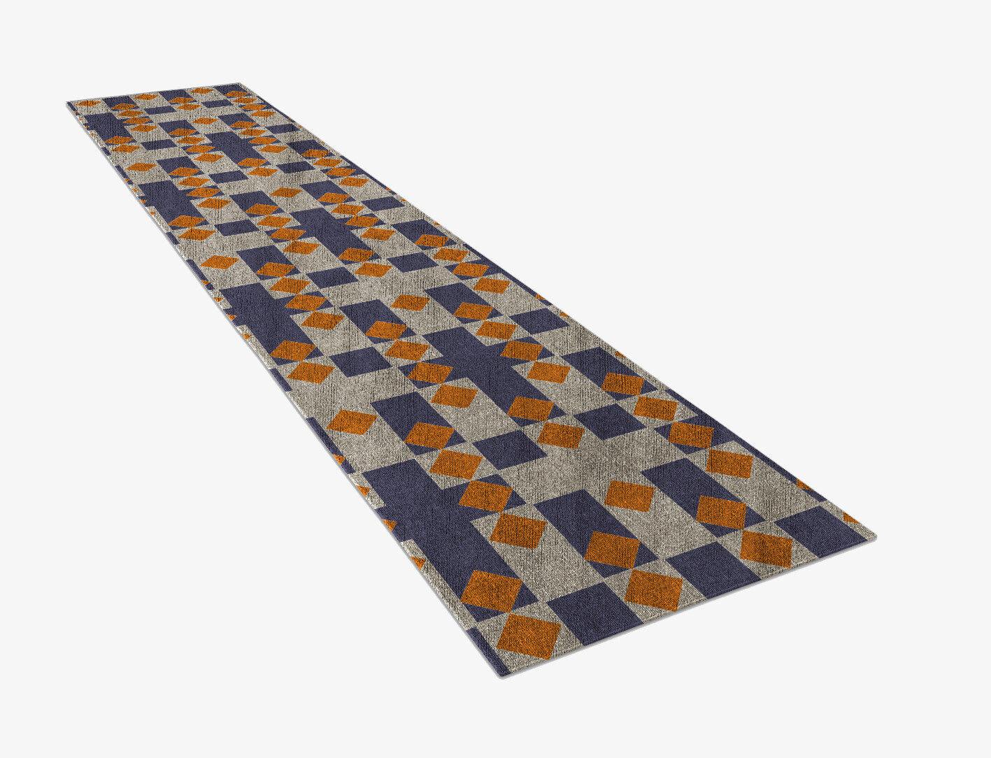 Checkers Geometric Runner Flatweave Bamboo Silk Custom Rug by Rug Artisan