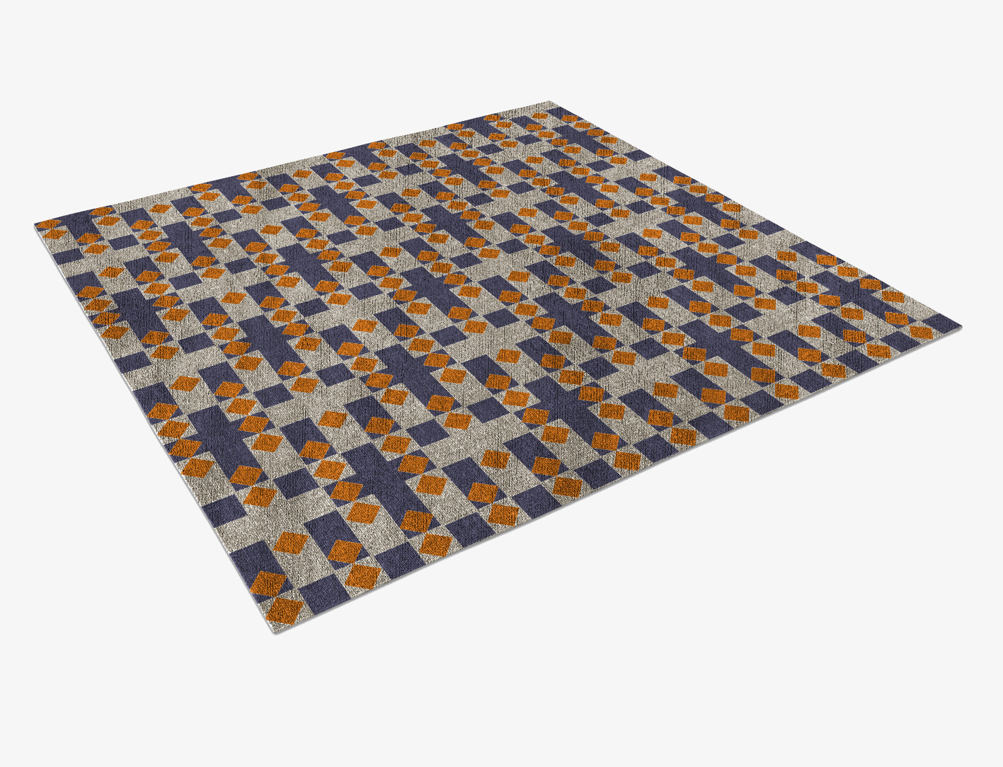 Checkers Geometric Square Flatweave Bamboo Silk Custom Rug by Rug Artisan