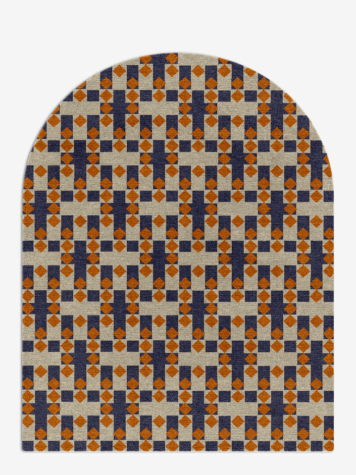 Checkers Geometric Arch Hand Knotted Tibetan Wool Custom Rug by Rug Artisan