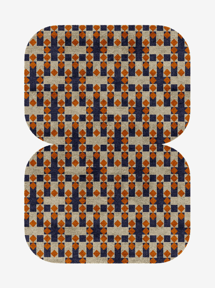 Checkers Geometric Eight Hand Knotted Bamboo Silk Custom Rug by Rug Artisan