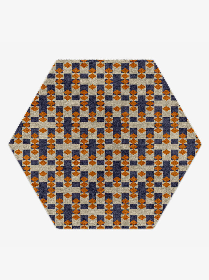 Checkers Geometric Hexagon Hand Knotted Tibetan Wool Custom Rug by Rug Artisan
