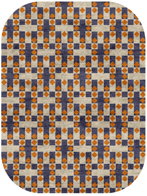 Checkers Geometric Oblong Hand Knotted Bamboo Silk Custom Rug by Rug Artisan
