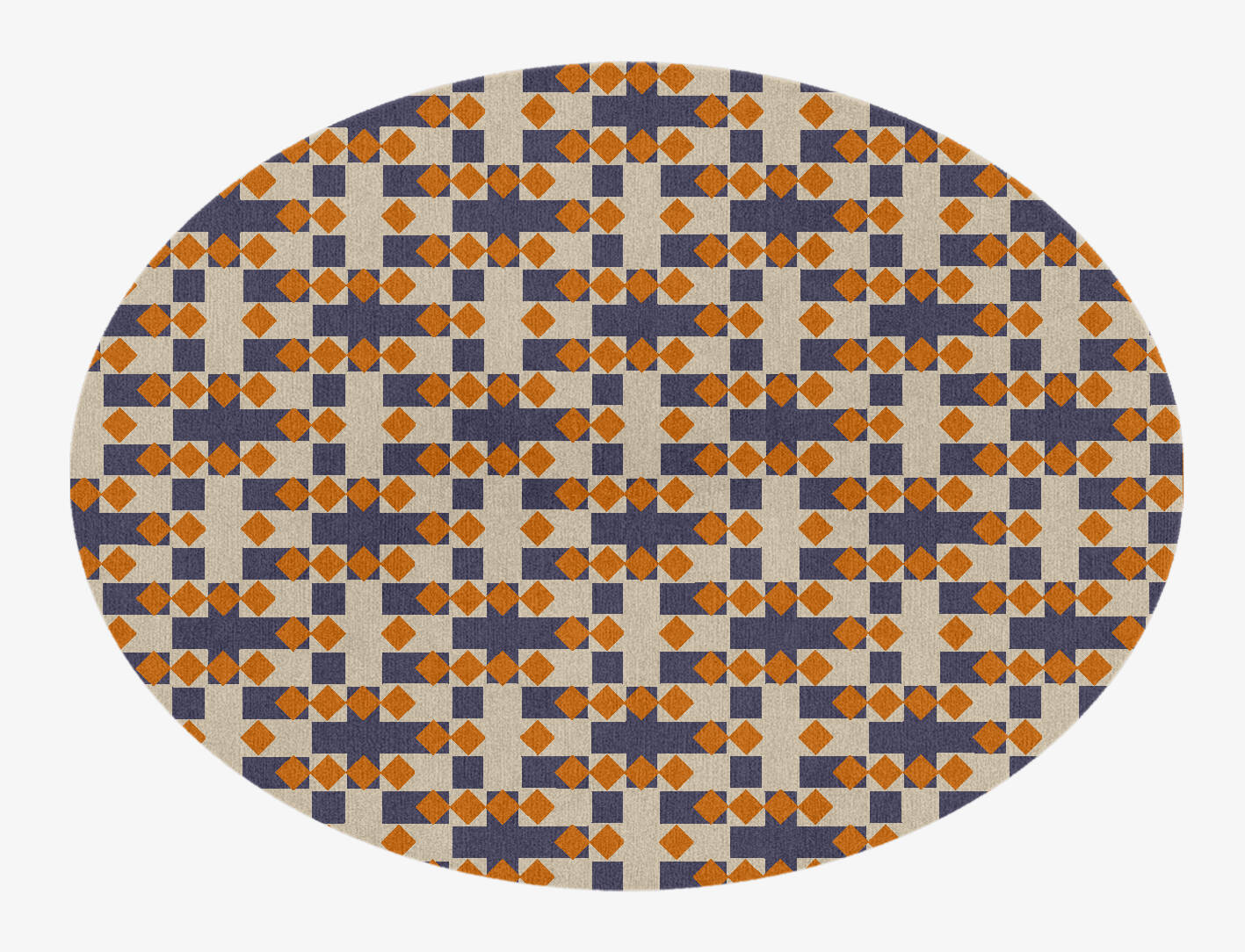 Checkers Geometric Oval Hand Knotted Tibetan Wool Custom Rug by Rug Artisan