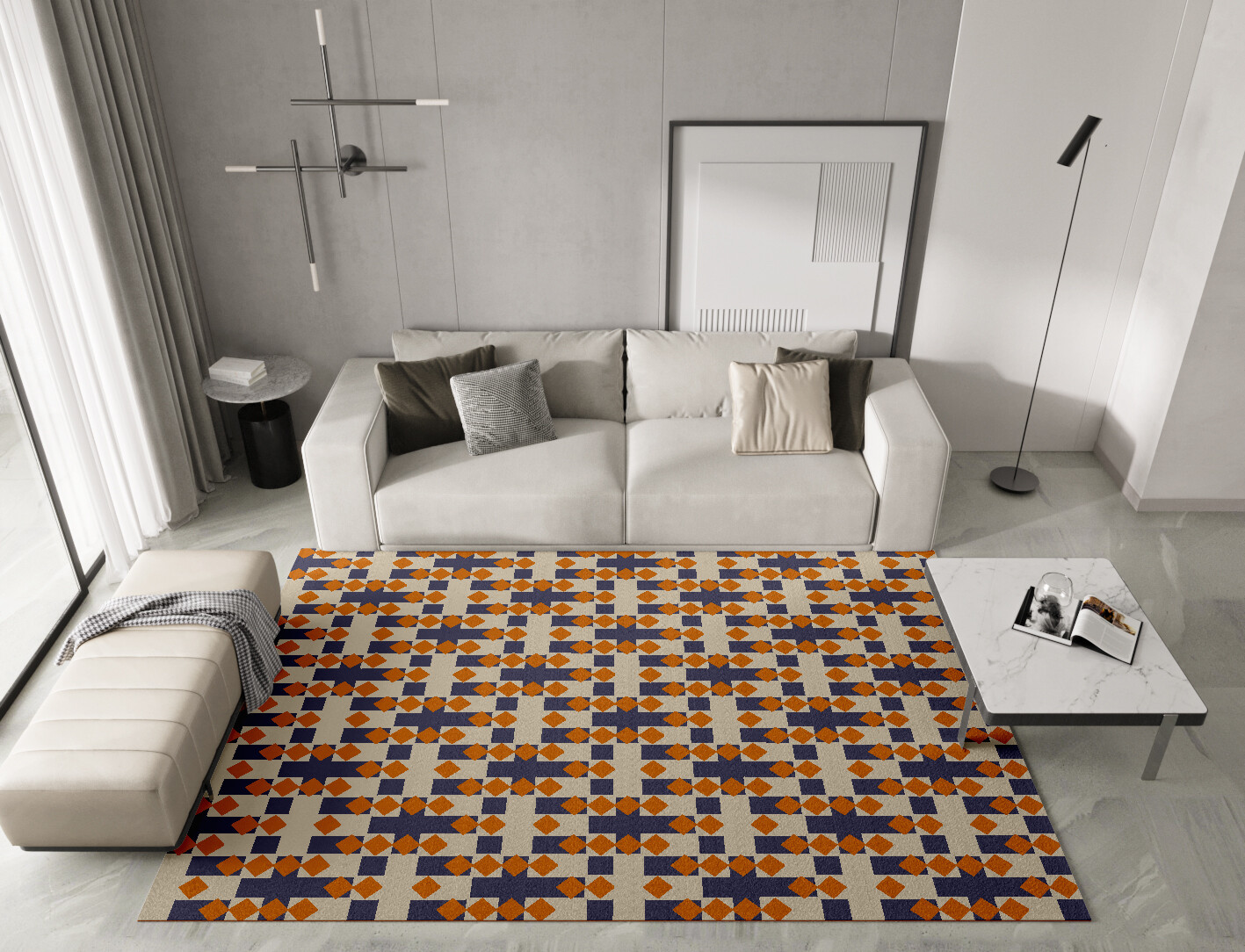 Checkers Geometric Rectangle Hand Knotted Tibetan Wool Custom Rug by Rug Artisan