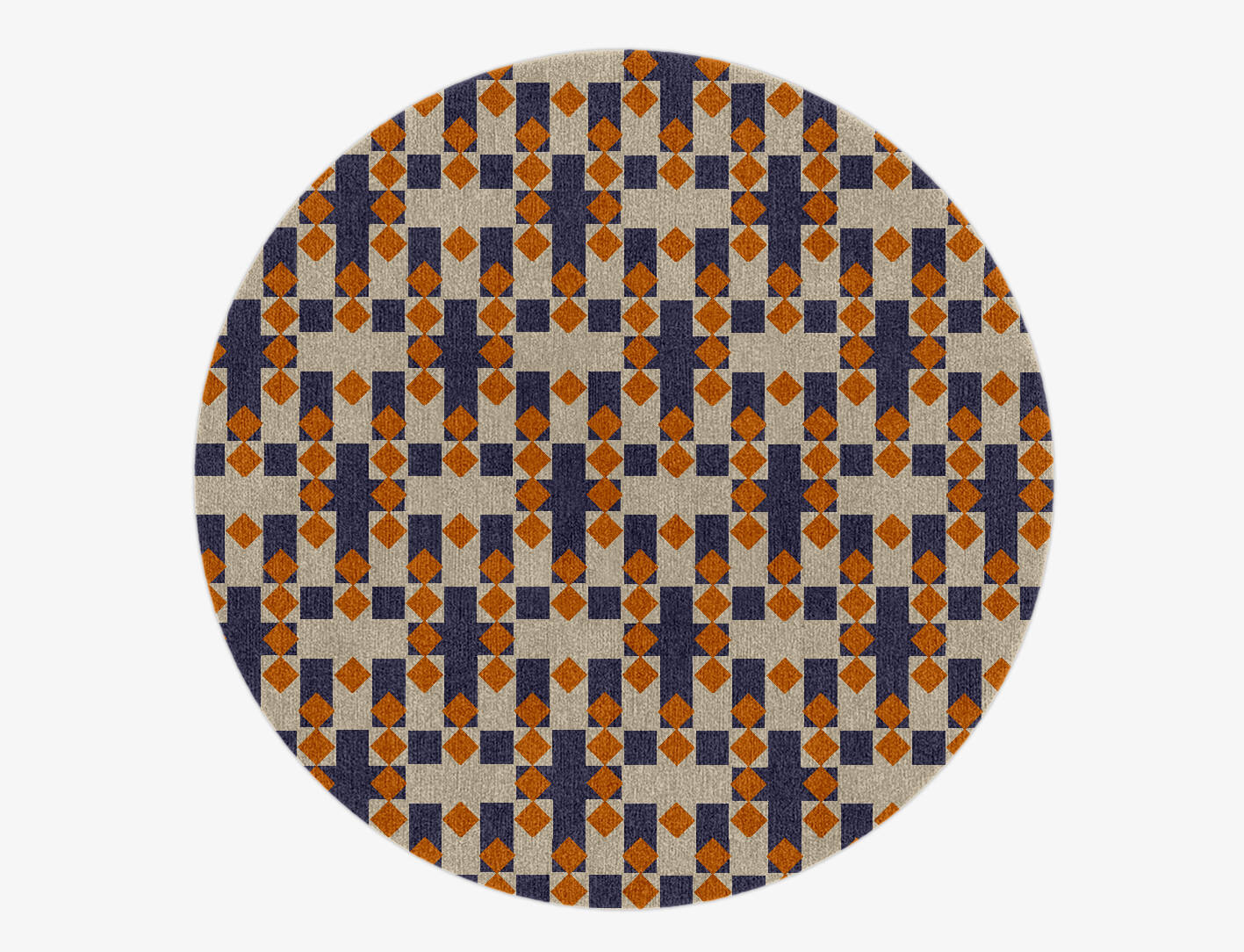 Checkers Geometric Round Hand Knotted Tibetan Wool Custom Rug by Rug Artisan