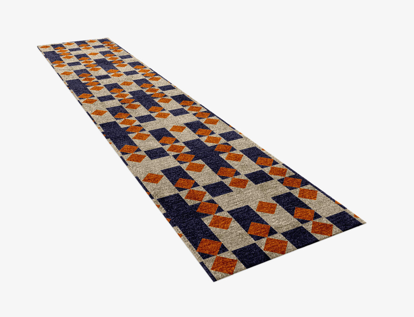 Checkers Geometric Runner Hand Knotted Bamboo Silk Custom Rug by Rug Artisan