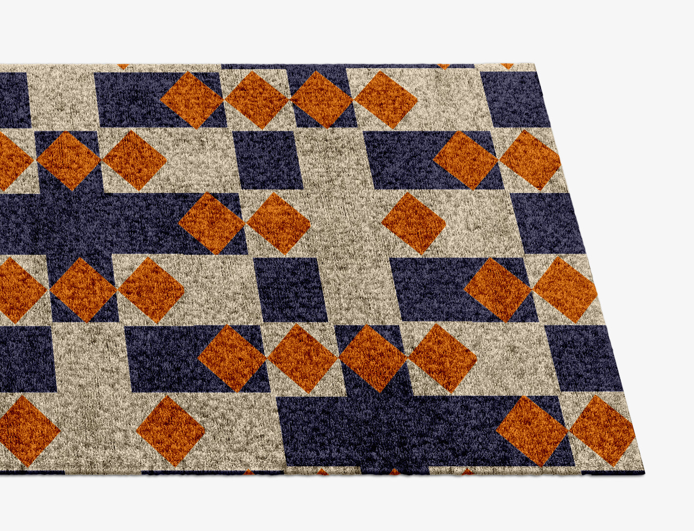 Checkers Geometric Runner Hand Knotted Bamboo Silk Custom Rug by Rug Artisan