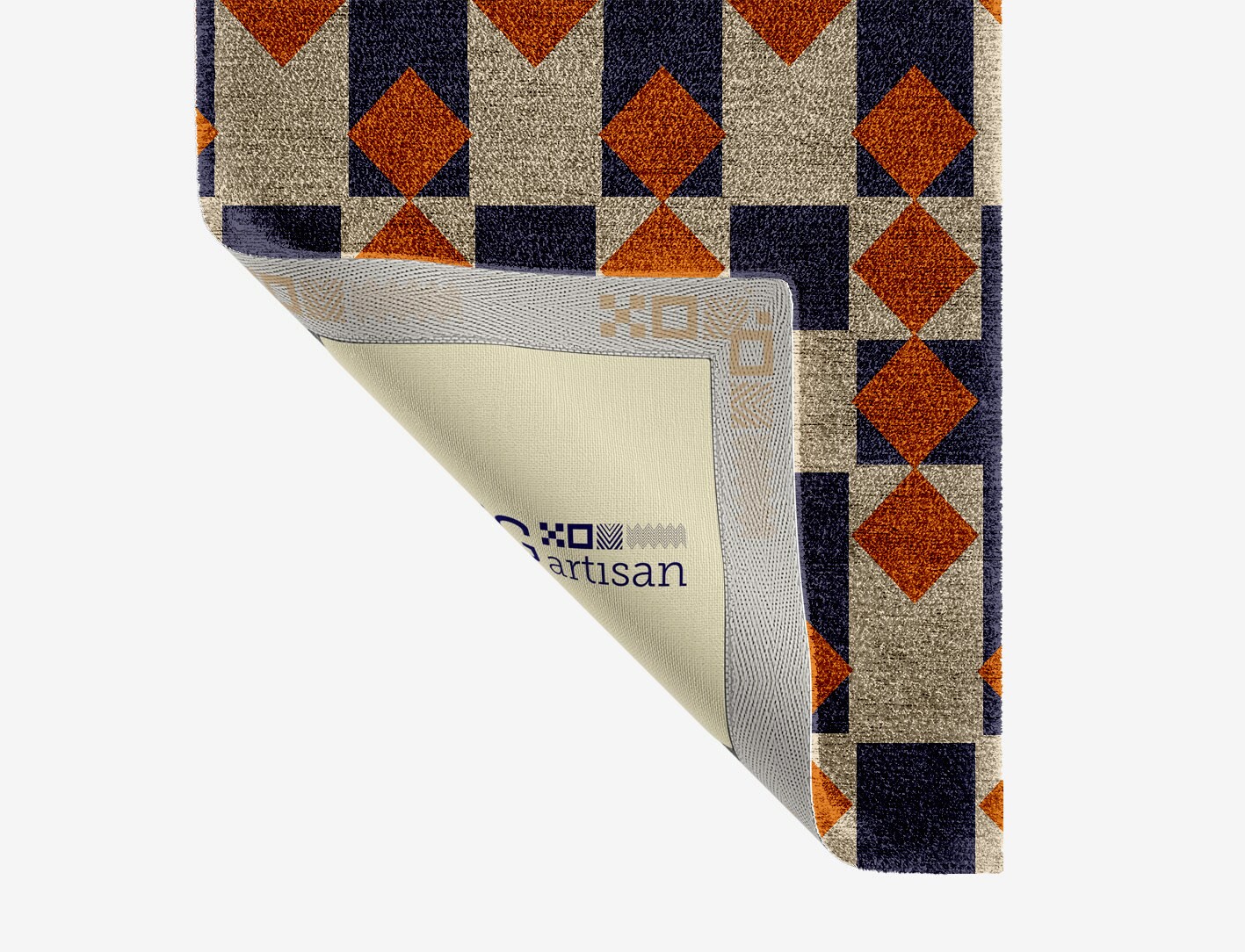 Checkers Geometric Runner Hand Knotted Bamboo Silk Custom Rug by Rug Artisan