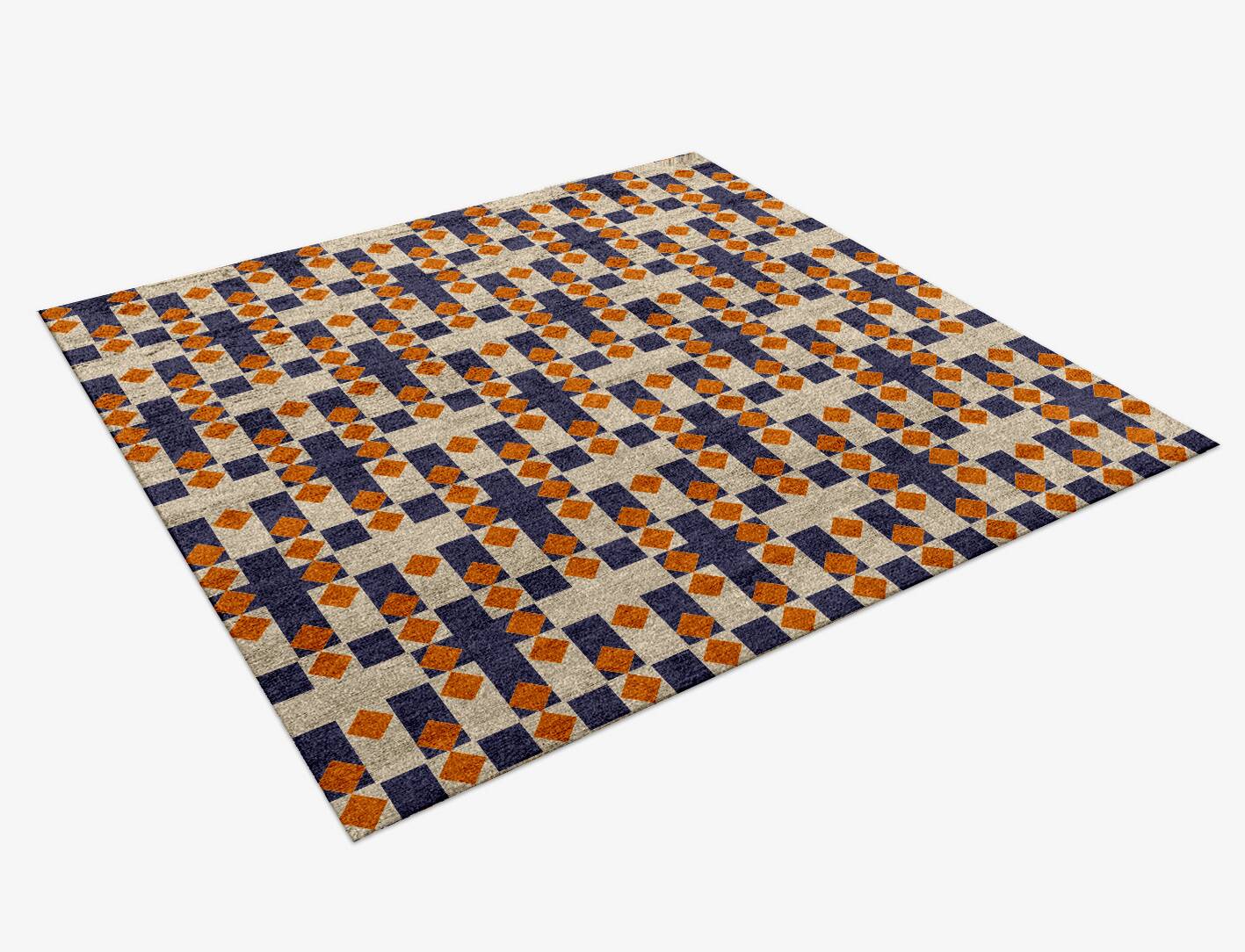 Checkers Geometric Square Hand Knotted Bamboo Silk Custom Rug by Rug Artisan