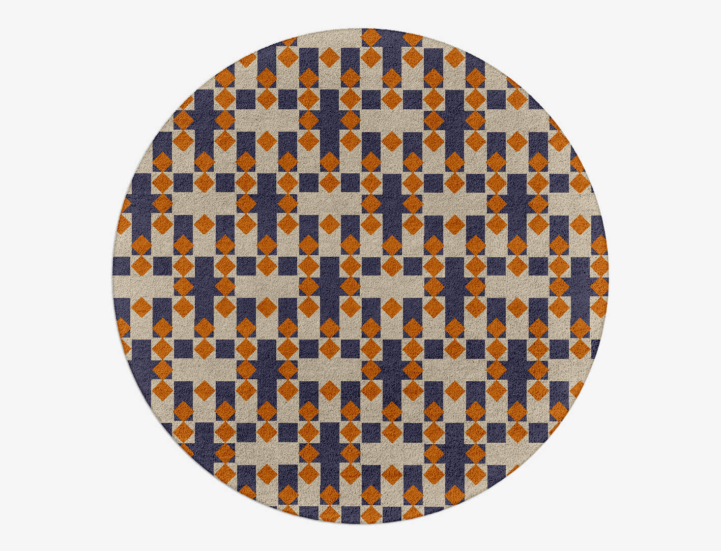 Checkers Geometric Round Hand Tufted Pure Wool Custom Rug by Rug Artisan