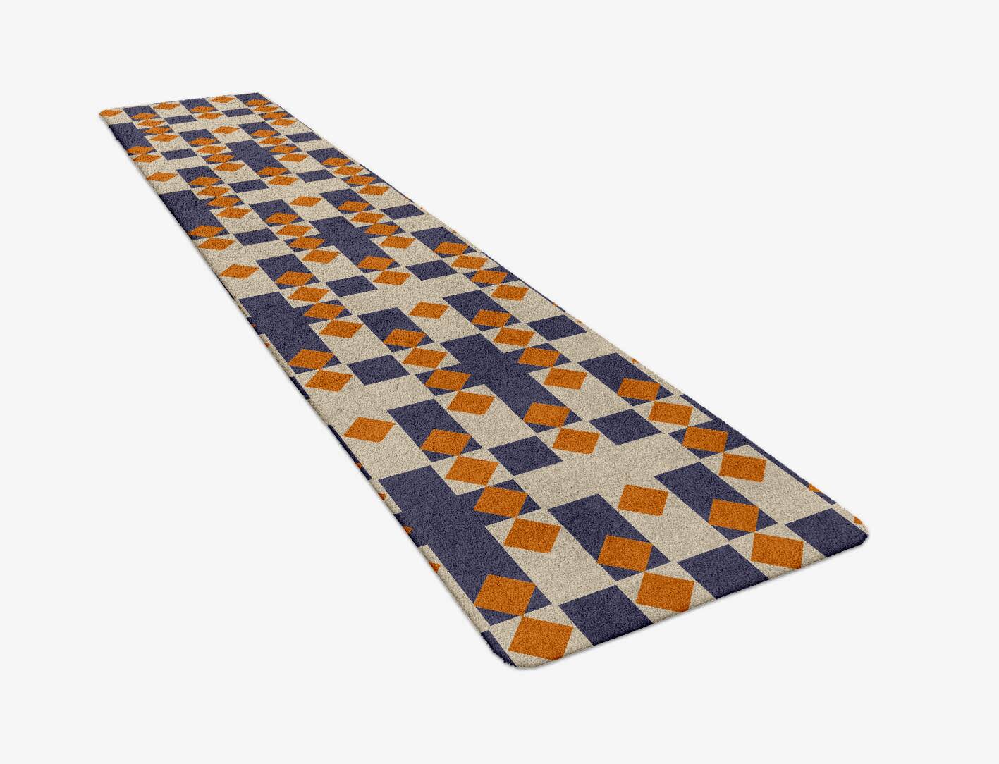 Checkers Geometric Runner Hand Tufted Pure Wool Custom Rug by Rug Artisan