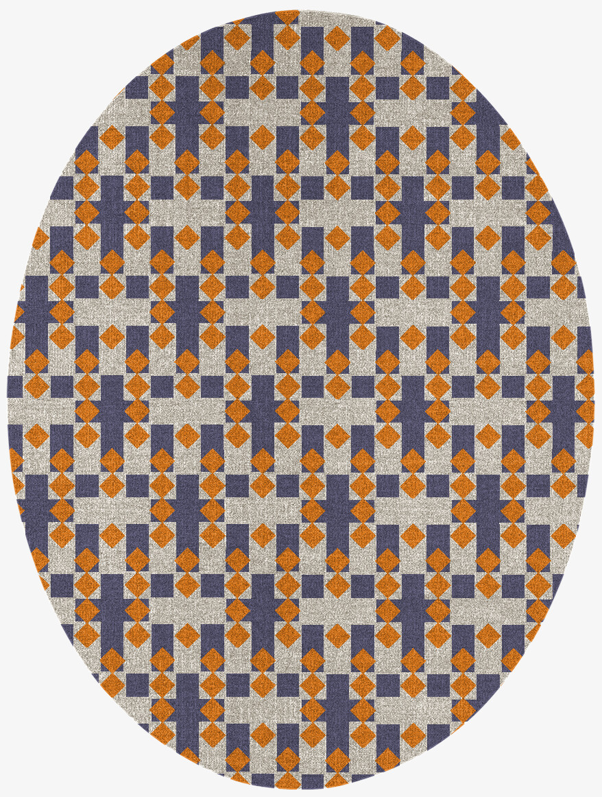 Checkers Geometric Oval Outdoor Recycled Yarn Custom Rug by Rug Artisan