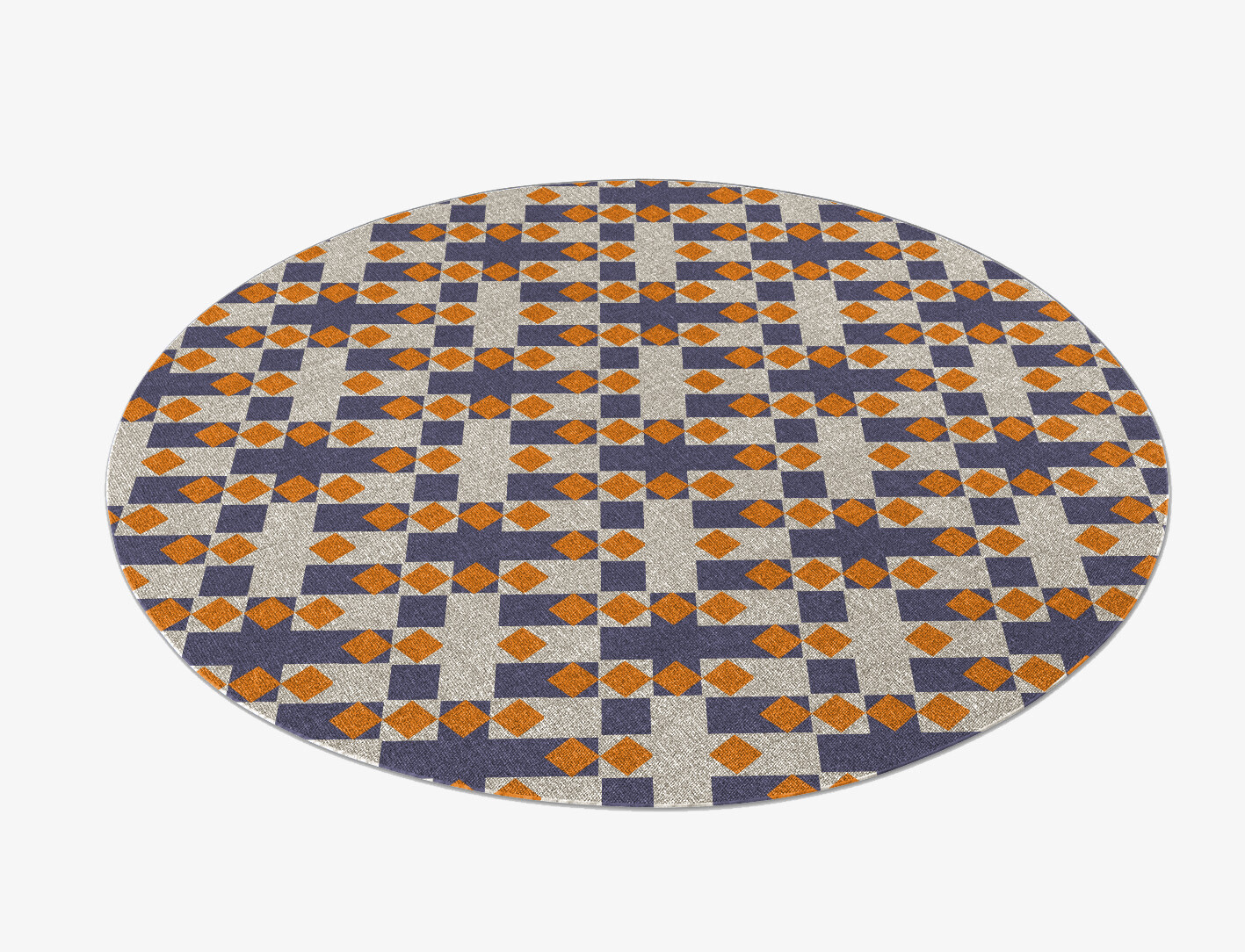 Checkers Geometric Round Outdoor Recycled Yarn Custom Rug by Rug Artisan