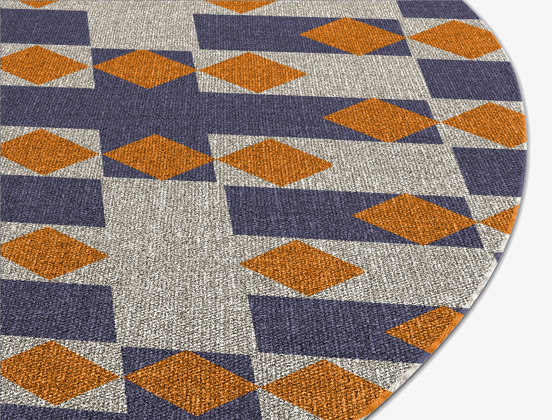 Checkers Geometric Round Outdoor Recycled Yarn Custom Rug by Rug Artisan