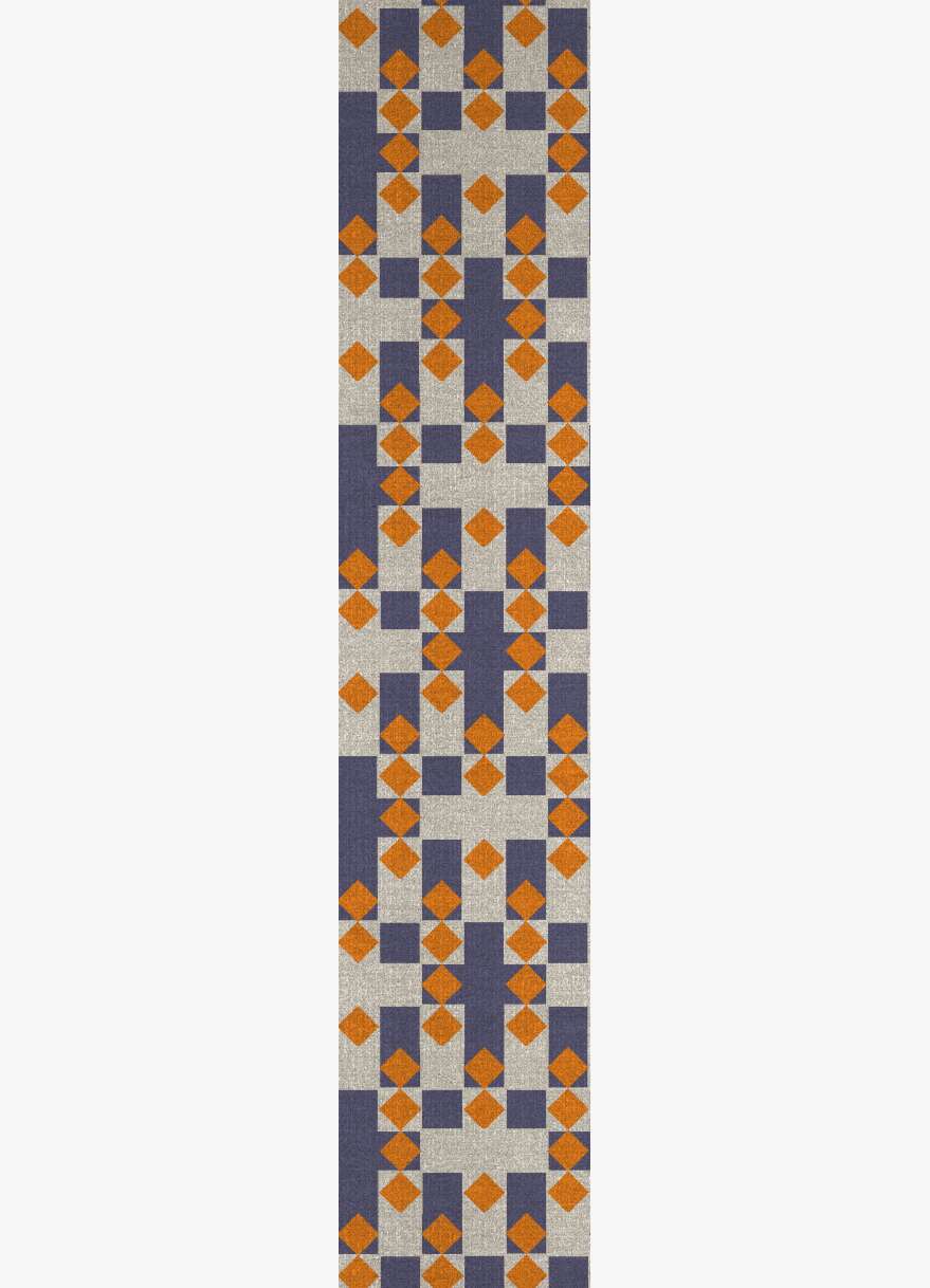 Checkers Geometric Runner Outdoor Recycled Yarn Custom Rug by Rug Artisan