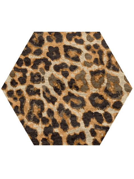 Cheetah Spots Animal Prints Hexagon Hand Knotted Bamboo Silk Custom Rug by Rug Artisan