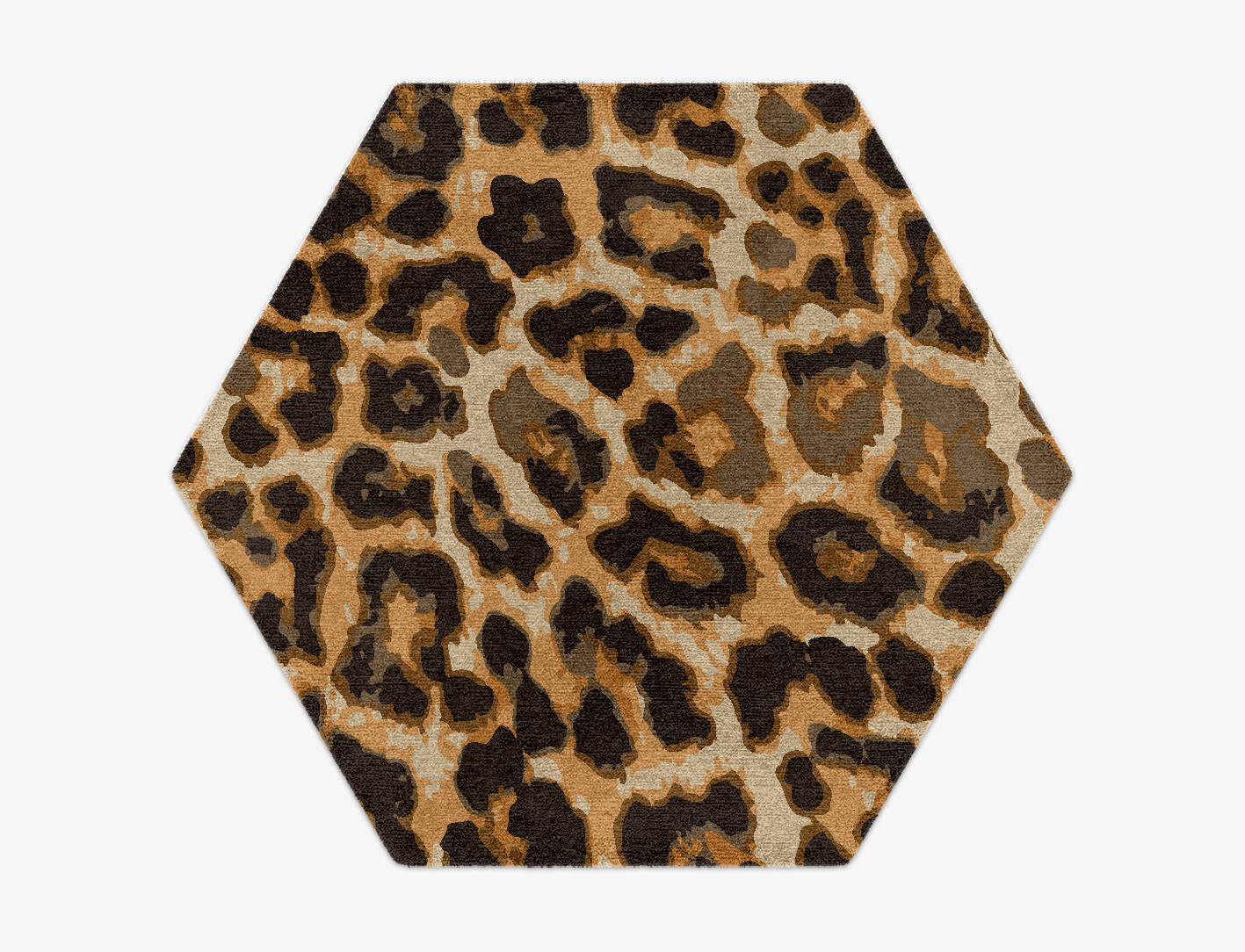 Cheetah Spots Animal Prints Hexagon Hand Knotted Tibetan Wool Custom Rug by Rug Artisan