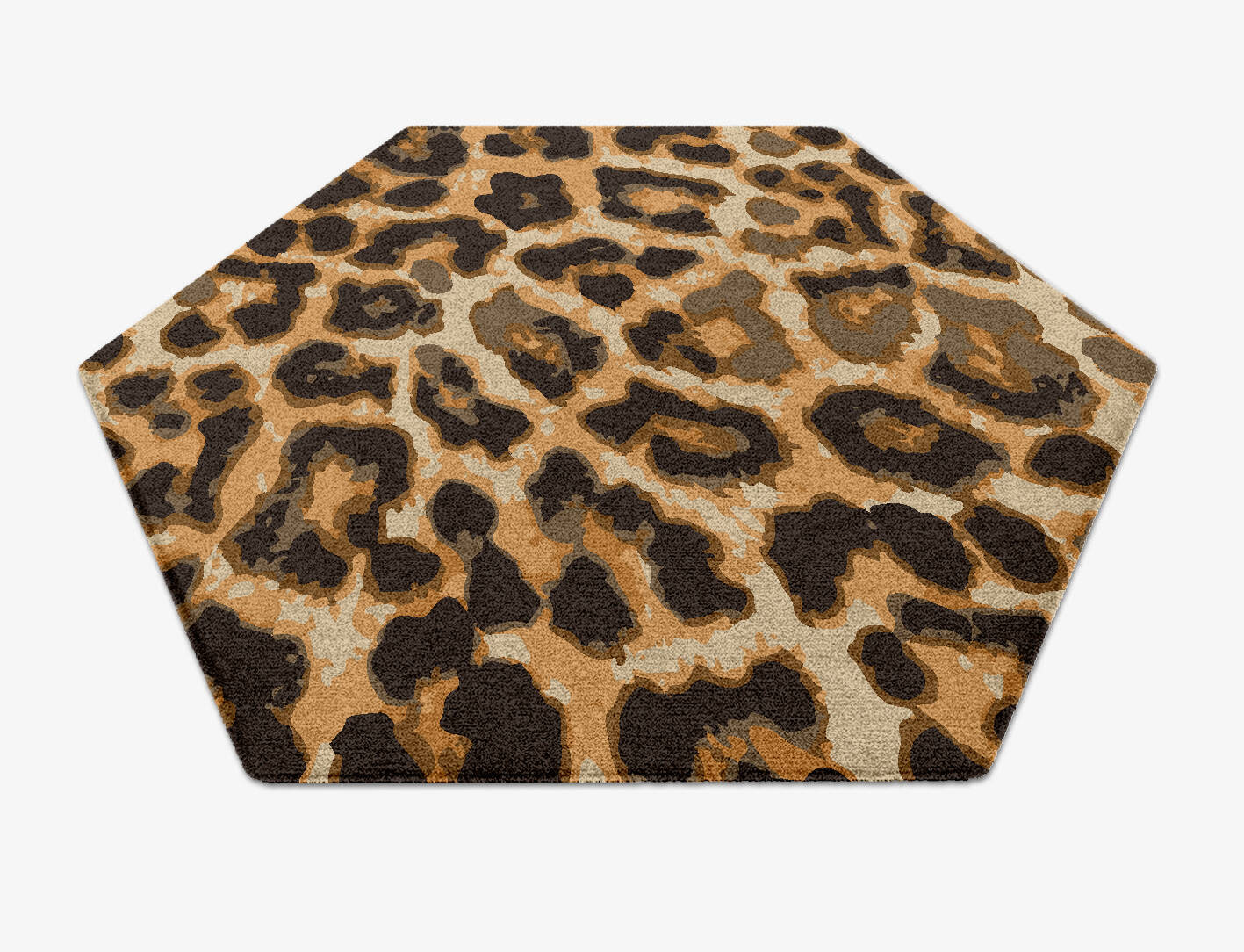 Cheetah Spots Animal Prints Hexagon Hand Knotted Tibetan Wool Custom Rug by Rug Artisan