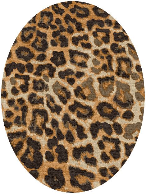 Cheetah Spots Animal Prints Oval Hand Knotted Tibetan Wool Custom Rug by Rug Artisan