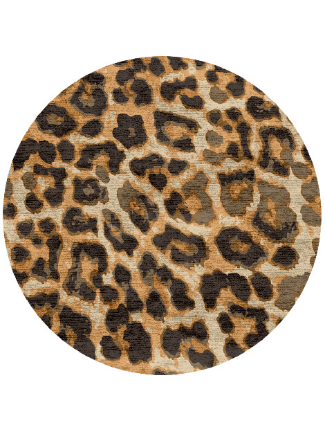 Cheetah Spots Animal Prints Round Hand Knotted Bamboo Silk Custom Rug by Rug Artisan