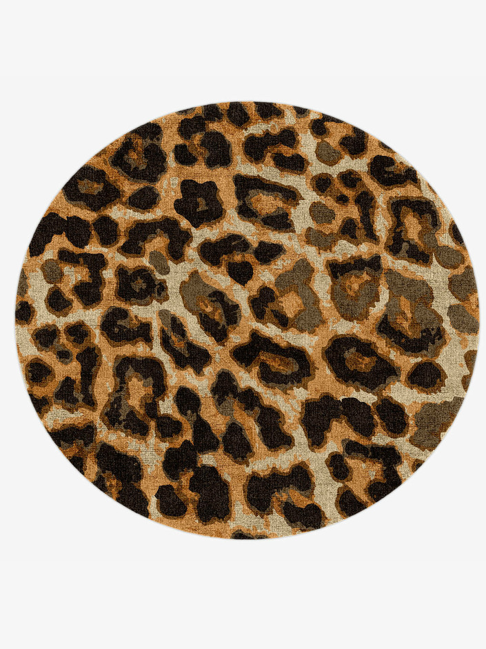 Cheetah Spots Animal Prints Round Hand Knotted Bamboo Silk Custom Rug by Rug Artisan