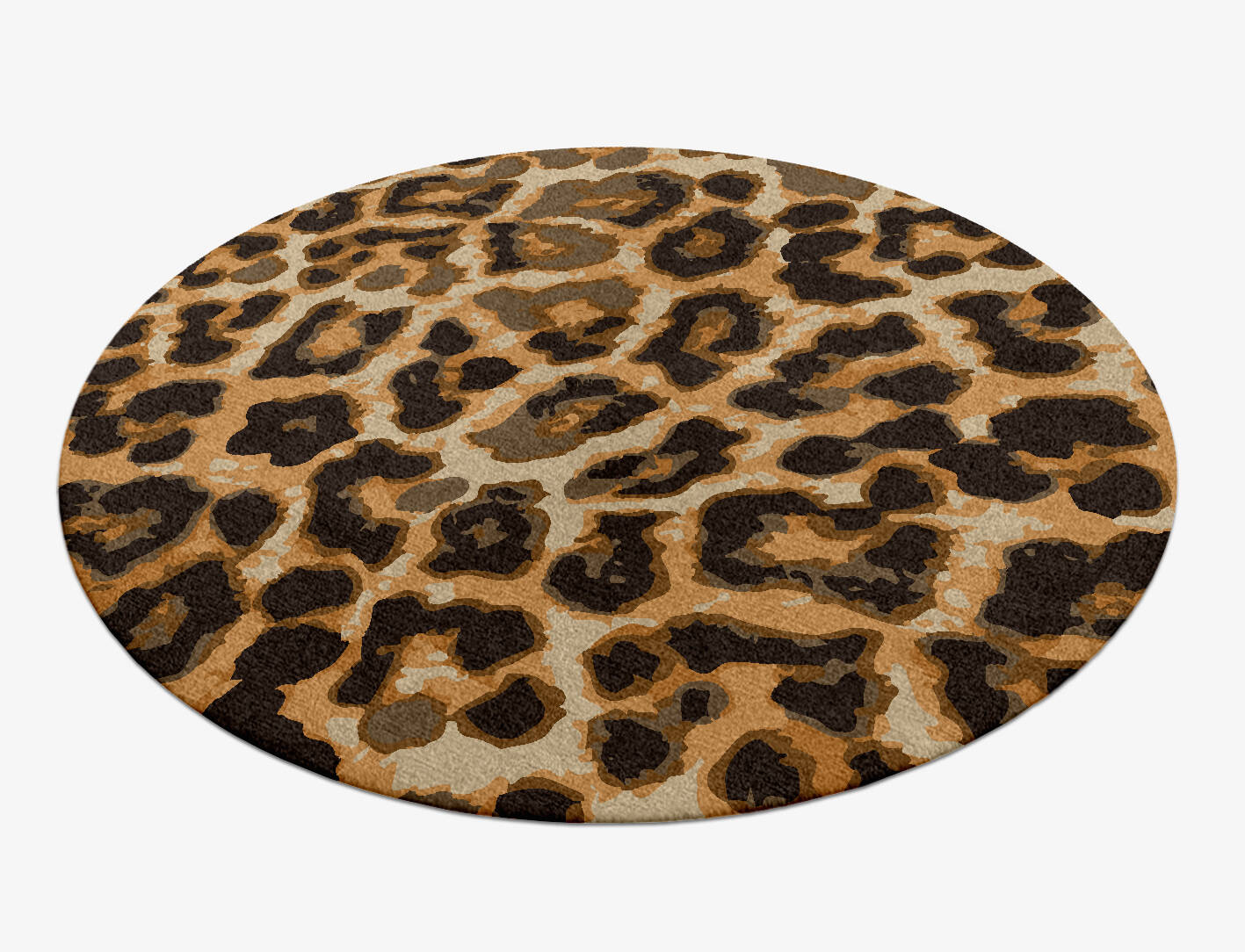 Cheetah Spots Animal Prints Round Hand Knotted Tibetan Wool Custom Rug by Rug Artisan