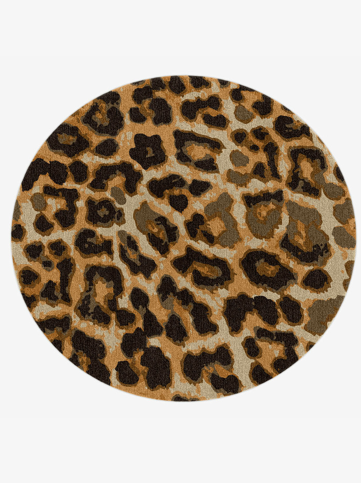 Cheetah Spots Animal Prints Round Hand Knotted Tibetan Wool Custom Rug by Rug Artisan