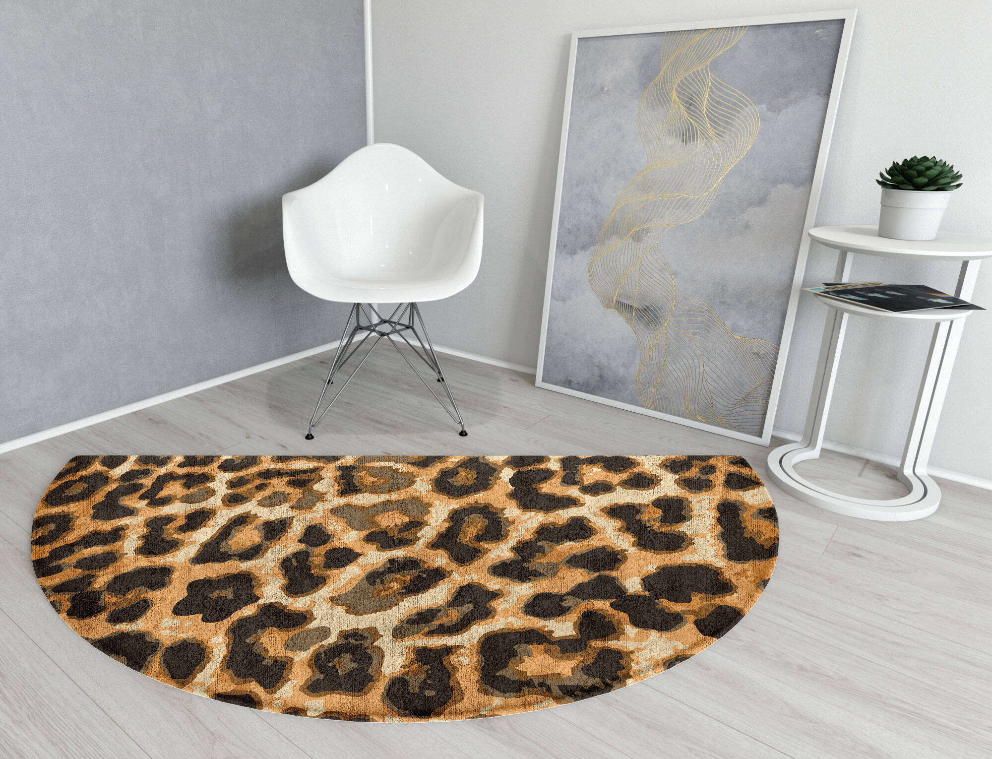 Cheetah Spots Animal Prints Halfmoon Hand Tufted Bamboo Silk Custom Rug by Rug Artisan