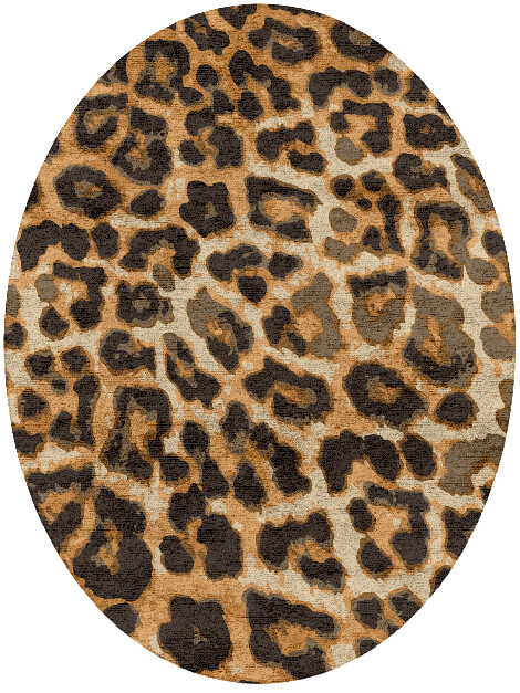 Cheetah Spots Animal Prints Oval Hand Tufted Bamboo Silk Custom Rug by Rug Artisan