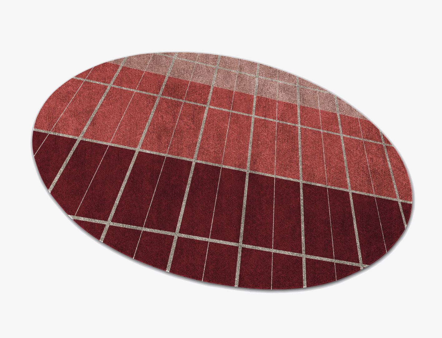 Cherry Geometric Oval Flatweave Bamboo Silk Custom Rug by Rug Artisan