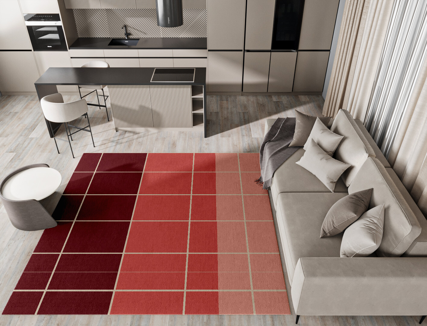 Cherry Geometric Square Hand Tufted Pure Wool Custom Rug by Rug Artisan