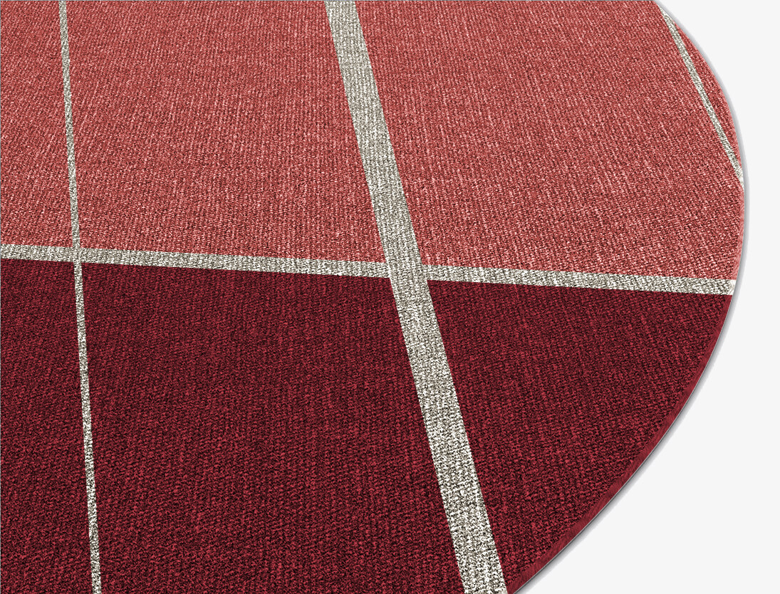 Cherry Geometric Round Outdoor Recycled Yarn Custom Rug by Rug Artisan