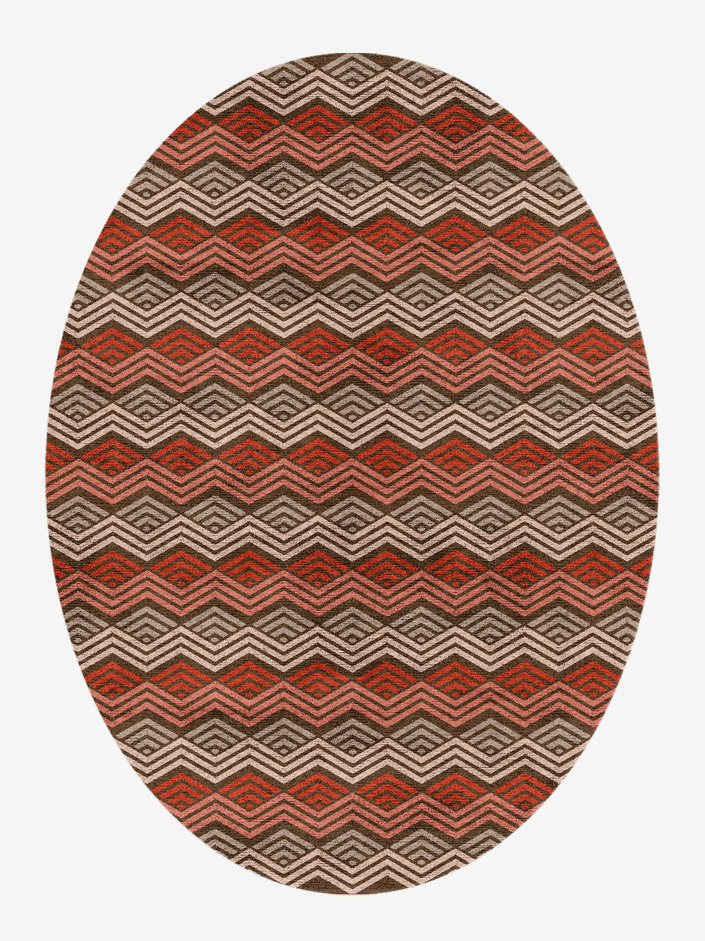 Chevron Wave Modern Geometrics Oval Hand Knotted Bamboo Silk Custom Rug by Rug Artisan
