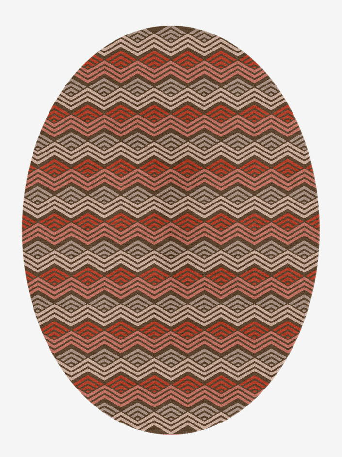Chevron Wave Modern Geometrics Oval Hand Knotted Tibetan Wool Custom Rug by Rug Artisan
