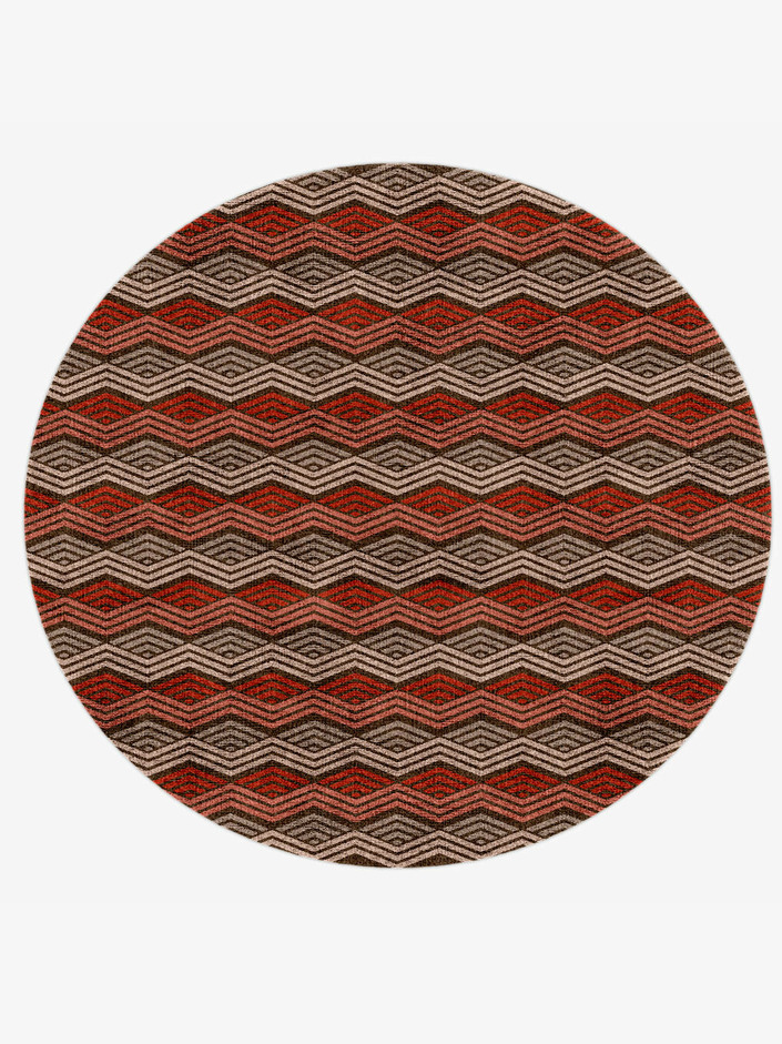 Chevron Wave Modern Geometrics Round Hand Knotted Bamboo Silk Custom Rug by Rug Artisan