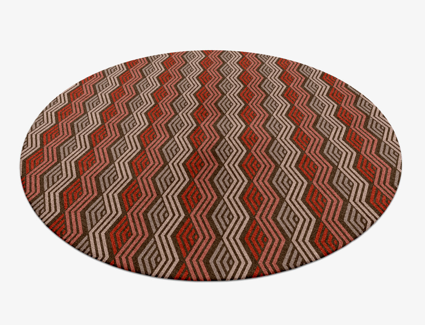 Chevron Wave Modern Geometrics Round Hand Knotted Tibetan Wool Custom Rug by Rug Artisan