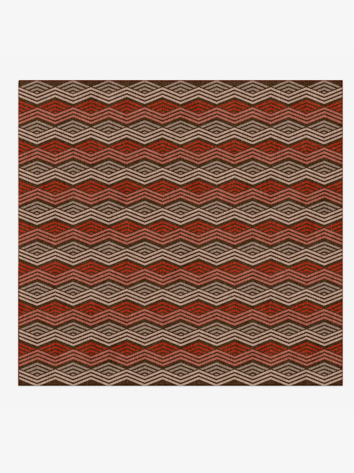 Chevron Wave Modern Geometrics Square Hand Knotted Tibetan Wool Custom Rug by Rug Artisan