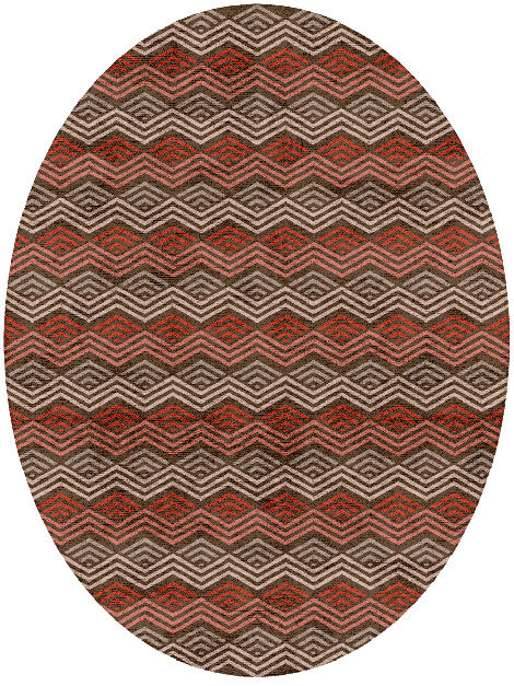 Chevron Wave Modern Geometrics Oval Hand Tufted Bamboo Silk Custom Rug by Rug Artisan