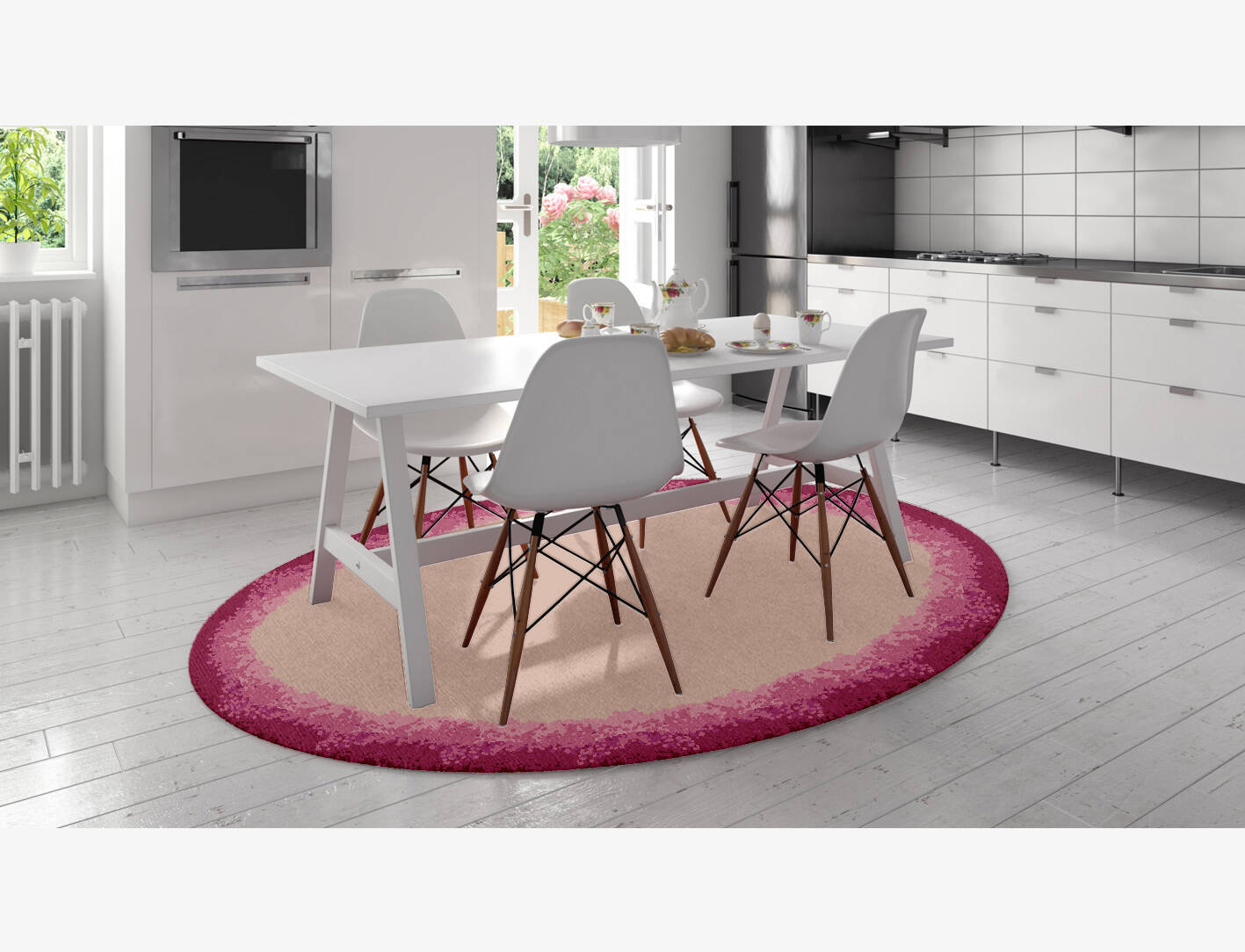 Chic Gradation Oval Hand Knotted Tibetan Wool Custom Rug by Rug Artisan