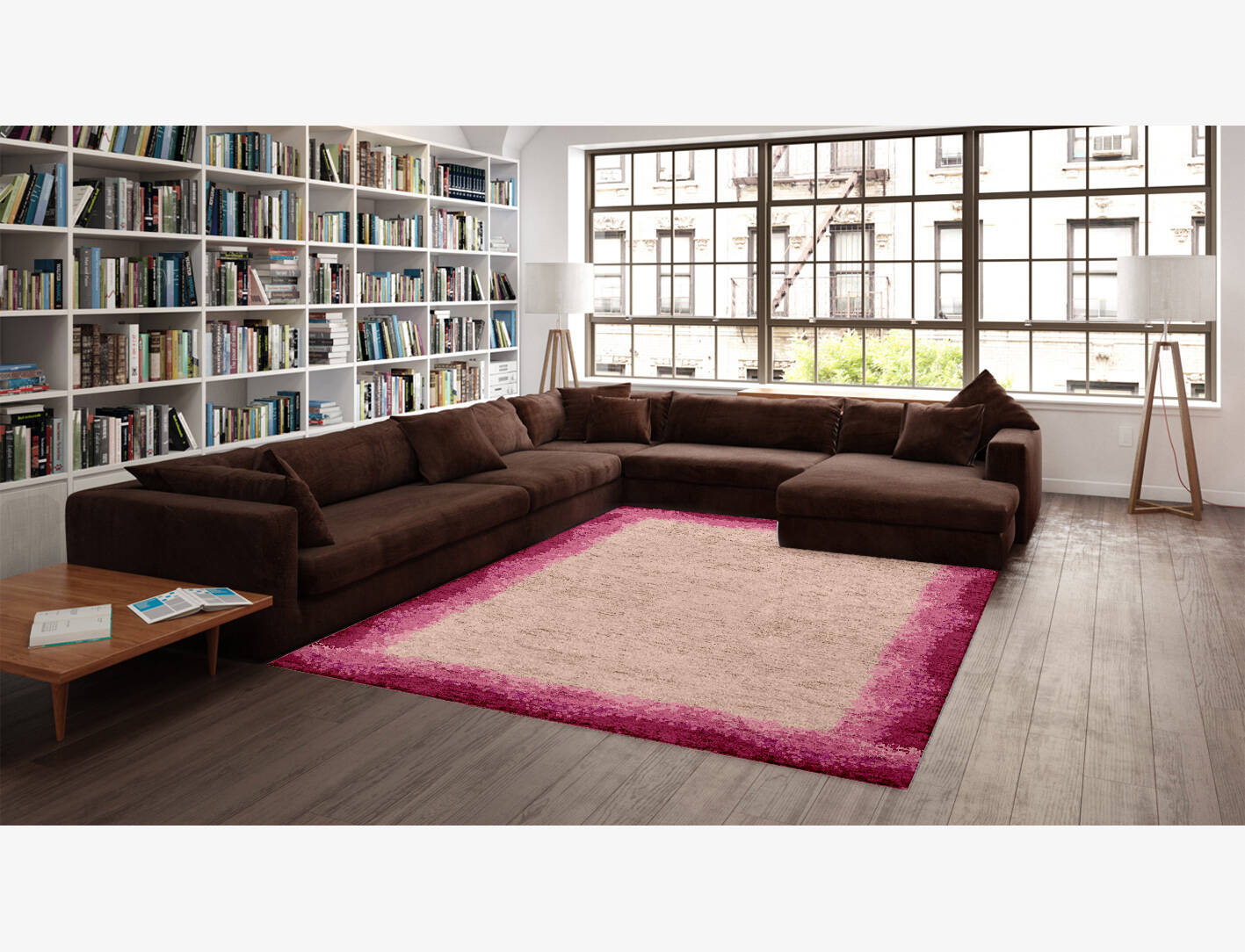 Chic Gradation Rectangle Hand Knotted Bamboo Silk Custom Rug by Rug Artisan