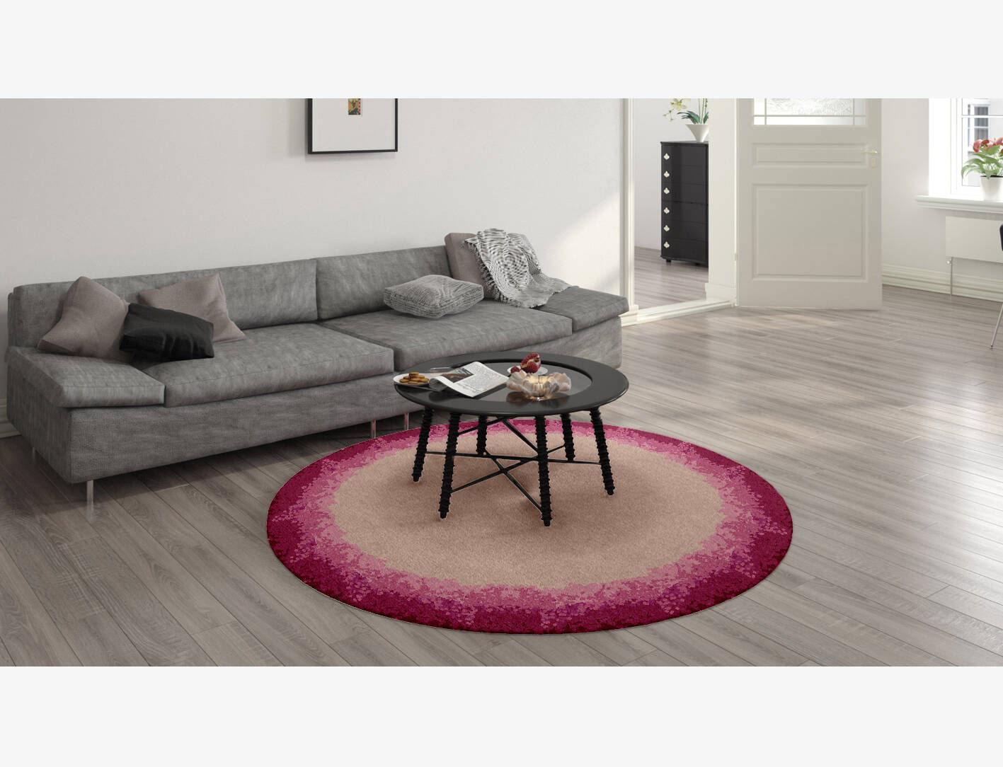Chic Gradation Round Hand Knotted Tibetan Wool Custom Rug by Rug Artisan