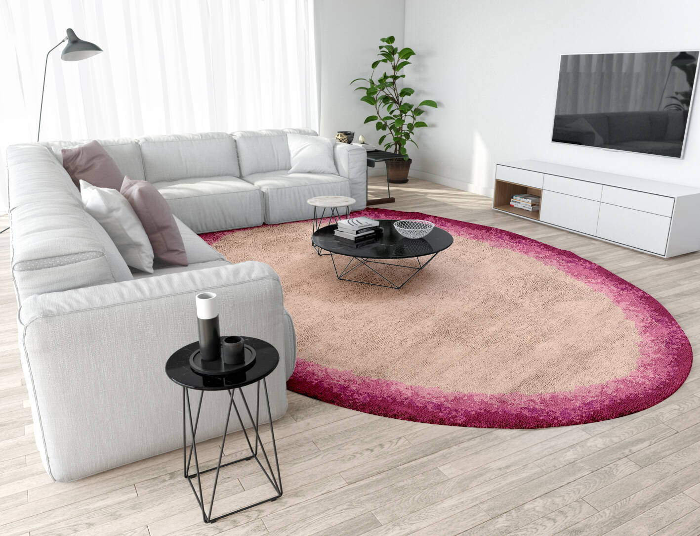 Chic Gradation Oval Hand Tufted Bamboo Silk Custom Rug by Rug Artisan