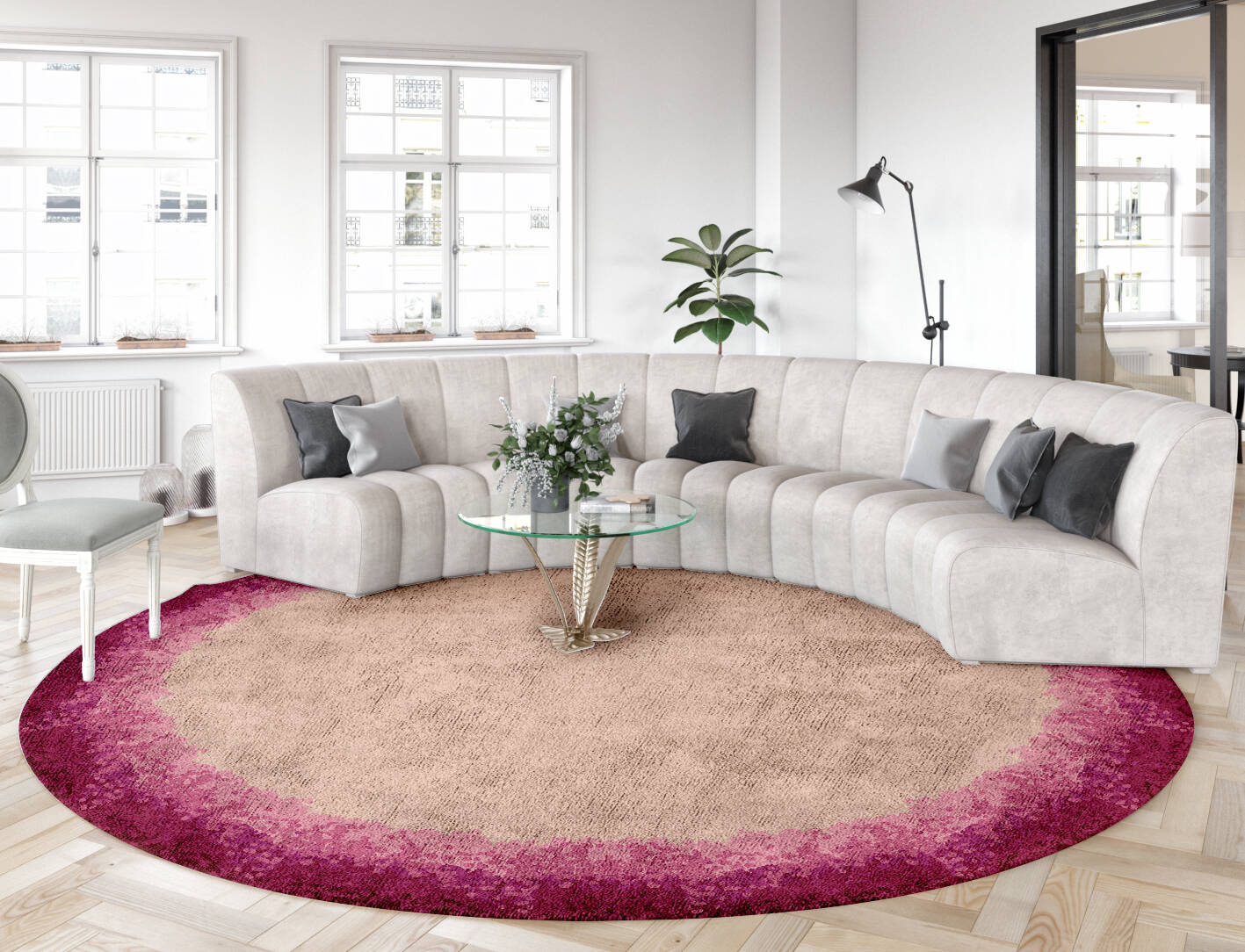 Chic Gradation Round Hand Tufted Bamboo Silk Custom Rug by Rug Artisan